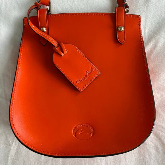 Dooney & Bourke Alto Orange Leather Saddle Crossbody Bag Purse - Picture 3 of 10